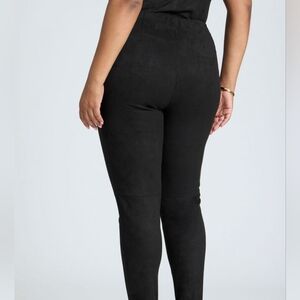ELOQUII Elements High Rise Womens Black Faux Suede Leggings Stretch Plus Size 20